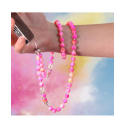 Avizar Bijou de Téléphone Bracelet à Perle Marbre 80cm Collection Marble Rose