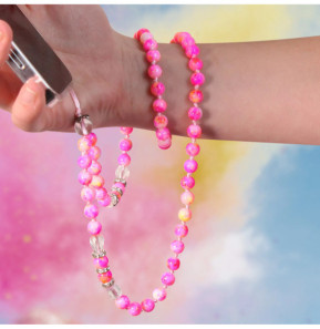 Avizar Bijou de Téléphone Bracelet à Perle Marbre 80cm Collection Marble Rose