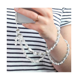 Avizar Bijou de Téléphone Bracelet à Perles Blanches Collection Audacious