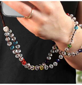 Avizar Bijou de Téléphone Bracelet à Perles Cristal Collection Krista multicolore