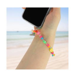 Avizar Bijou de Téléphone Bracelet à Perles et Étoiles blanc Collection Summer