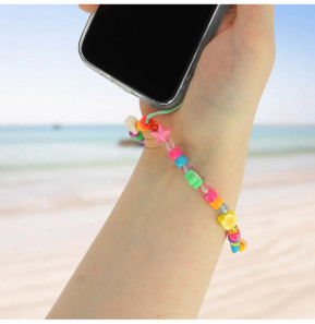 Avizar Bijou de Téléphone Bracelet à Perles et Étoiles blanc Collection Summer