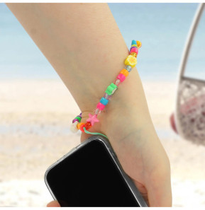 Avizar Bijou de Téléphone Bracelet à Perles et Étoiles blanc Collection Summer