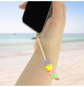 Avizar Bijou de Téléphone Bracelet à Perles et Papillons multicolore Collection Summer