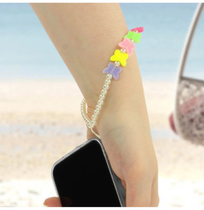 Avizar Bijou de Téléphone Bracelet à Perles et Papillons multicolore Collection Summer