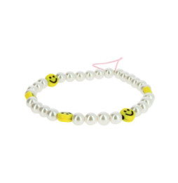 Avizar Bijou de Téléphone Bracelet à Perles et Smiley jaunes Collection Smile
