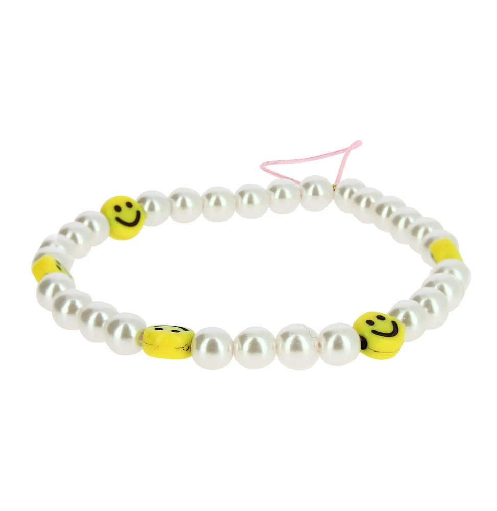 Avizar Bijou de Téléphone Bracelet à Perles et Smiley jaunes Collection Smile