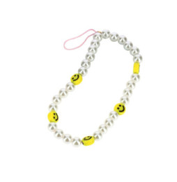 Avizar Bijou de Téléphone Bracelet à Perles et Smiley jaunes Collection Smile