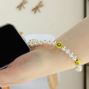 Avizar Bijou de Téléphone Bracelet à Perles et Smiley jaunes Collection Smile — image 4