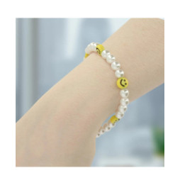 Avizar Bijou de Téléphone Bracelet à Perles et Smiley jaunes Collection Smile