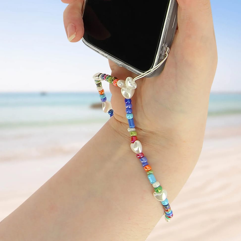 Avizar Bijou de Téléphone Bracelet à Perles multicolores Cœurs Blancs Collection Summer — image 3