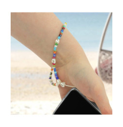 Avizar Bijou de Téléphone Bracelet à Perles multicolores Cœurs Blancs Collection Summer