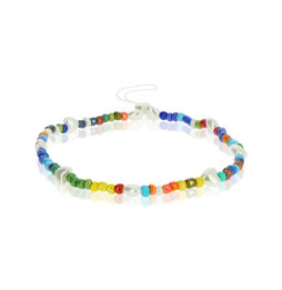 Avizar Bijou de Téléphone Bracelet à Perles multicolores Cœurs Blancs Collection Summer