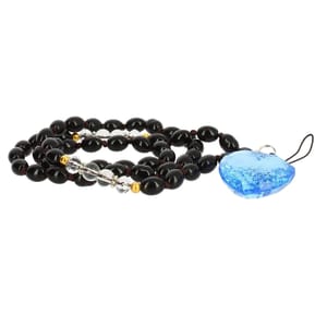 Avizar Bijou de Téléphone Bracelet à Perles Ovales et Cœur 80cm Collection Romeo Noir — image 2