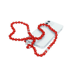 Avizar Bijou de Téléphone Bracelet à Perles Rondes Collection Glam rouge Translucide