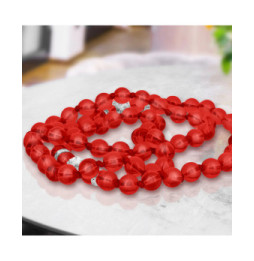 Avizar Bijou de Téléphone Bracelet à Perles Rondes Collection Glam rouge Translucide