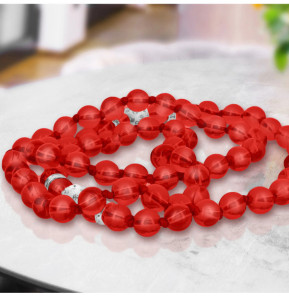 Avizar Bijou de Téléphone Bracelet à Perles Rondes Collection Glam rouge Translucide