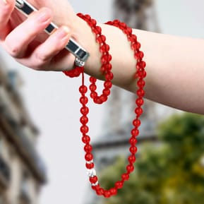 Avizar Bijou de Téléphone Bracelet à Perles Rondes Collection Glam rouge Translucide — image 5
