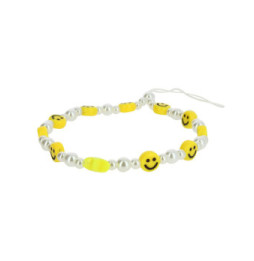 Avizar Bijou de Téléphone Bracelet à Perles, étoile et Smiley jaunes Collection Smile