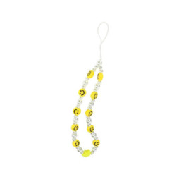Avizar Bijou de Téléphone Bracelet à Perles, étoile et Smiley jaunes Collection Smile