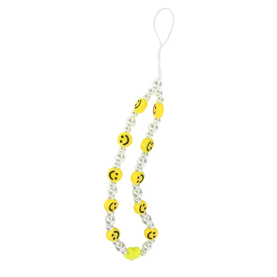 Avizar Bijou de Téléphone Bracelet à Perles, étoile et Smiley jaunes Collection Smile — image 2