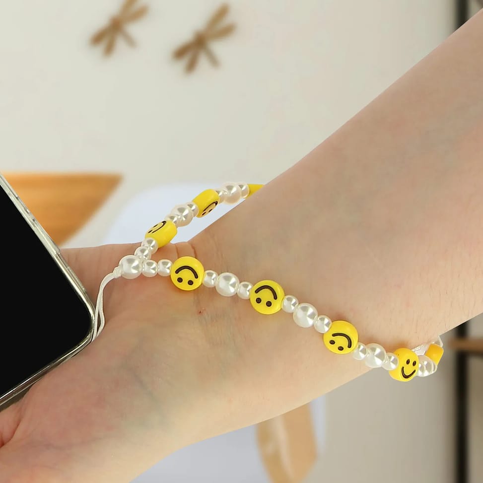 Avizar Bijou de Téléphone Bracelet à Perles, étoile et Smiley jaunes Collection Smile — image 4