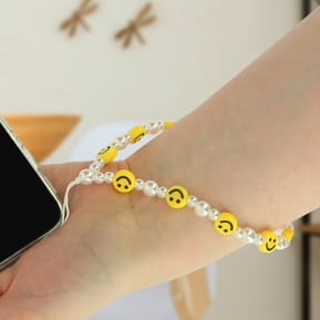 Avizar Bijou de Téléphone Bracelet à Perles, étoile et Smiley jaunes Collection Smile — image 4