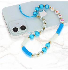 Avizar Bijou de Téléphone Bracelet Love 25cm Collection Lovely Bleu