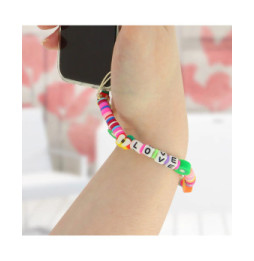 Avizar Bijou de Téléphone Bracelet Love 25cm Multicolore Collection Lovely