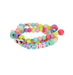 Avizar Bijou de Téléphone Bracelet Perles et Coeurs 65cm Collection Smile Multicolore