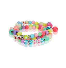 Avizar Bijou de Téléphone Bracelet Perles et Coeurs 65cm Collection Smile Multicolore
