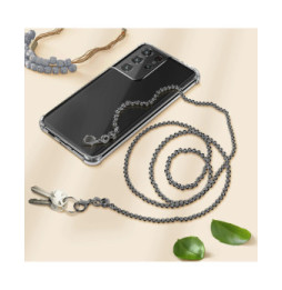 Avizar Bijou de Téléphone Chaîne Boule Solide et Résistante 110cm argenté