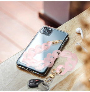 Avizar Bijou de Téléphone Chaîne Grosse Maille 45cm Rose Fumé