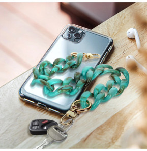 Avizar Bijou de Téléphone Chaîne Grosse Maille 45cm Turquoise