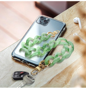 Avizar Bijou de Téléphone Chaîne Grosse Maille 45cm Vert Jade