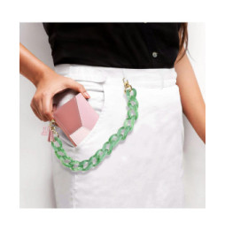 Avizar Bijou de Téléphone Chaîne Grosse Maille 45cm Vert Jade
