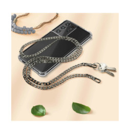 Avizar Bijou de Téléphone chaîne maille cubaine 120cm noir