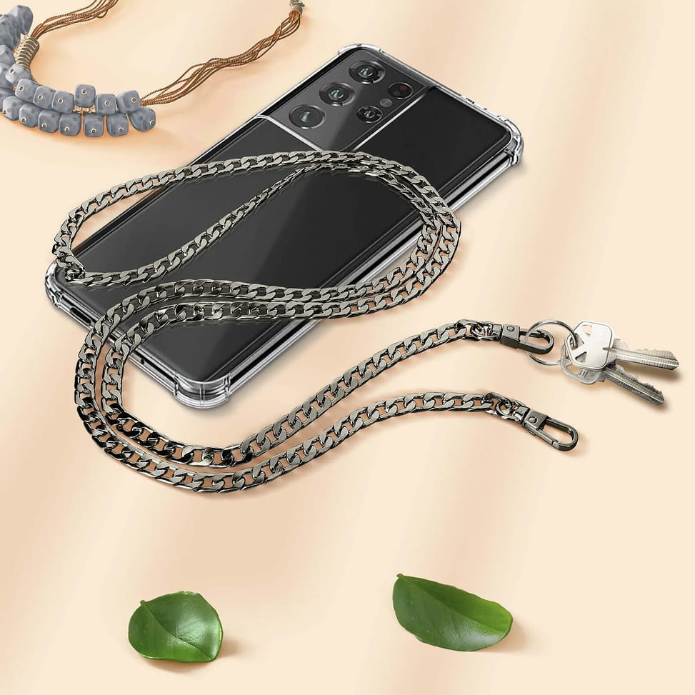 Avizar Bijou de Téléphone chaîne maille cubaine 120cm noir — image 3