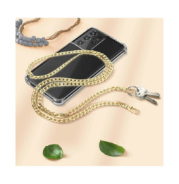 Avizar Bijou de Téléphone Chaîne Maille Cubaine Métallique 120cm Doré