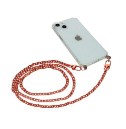 Avizar Bijou de Téléphone chaîne maille gourmette plate 120cm rose gold