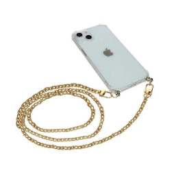 Avizar Bijou de Téléphone Chaîne Maille Gourmette Plate Métallique 120cm Doré