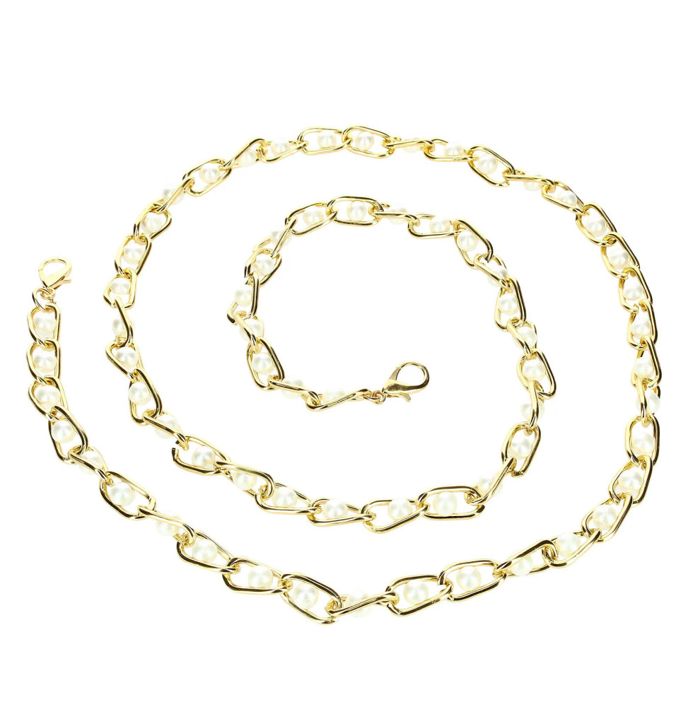 Avizar Bijou de Téléphone Chaîne Maille Perles Solide et Résistante 110cm Doré