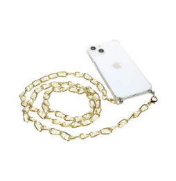 Avizar Bijou de Téléphone Chaîne Maille Perles Solide et Résistante 110cm Doré