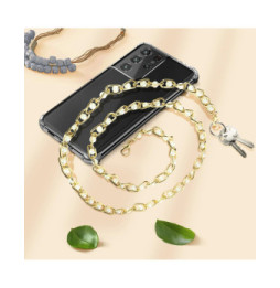 Avizar Bijou de Téléphone Chaîne Maille Perles Solide et Résistante 110cm Doré
