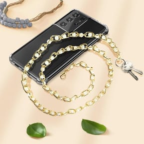 Avizar Bijou de Téléphone Chaîne Maille Perles Solide et Résistante 110cm Doré — image 3