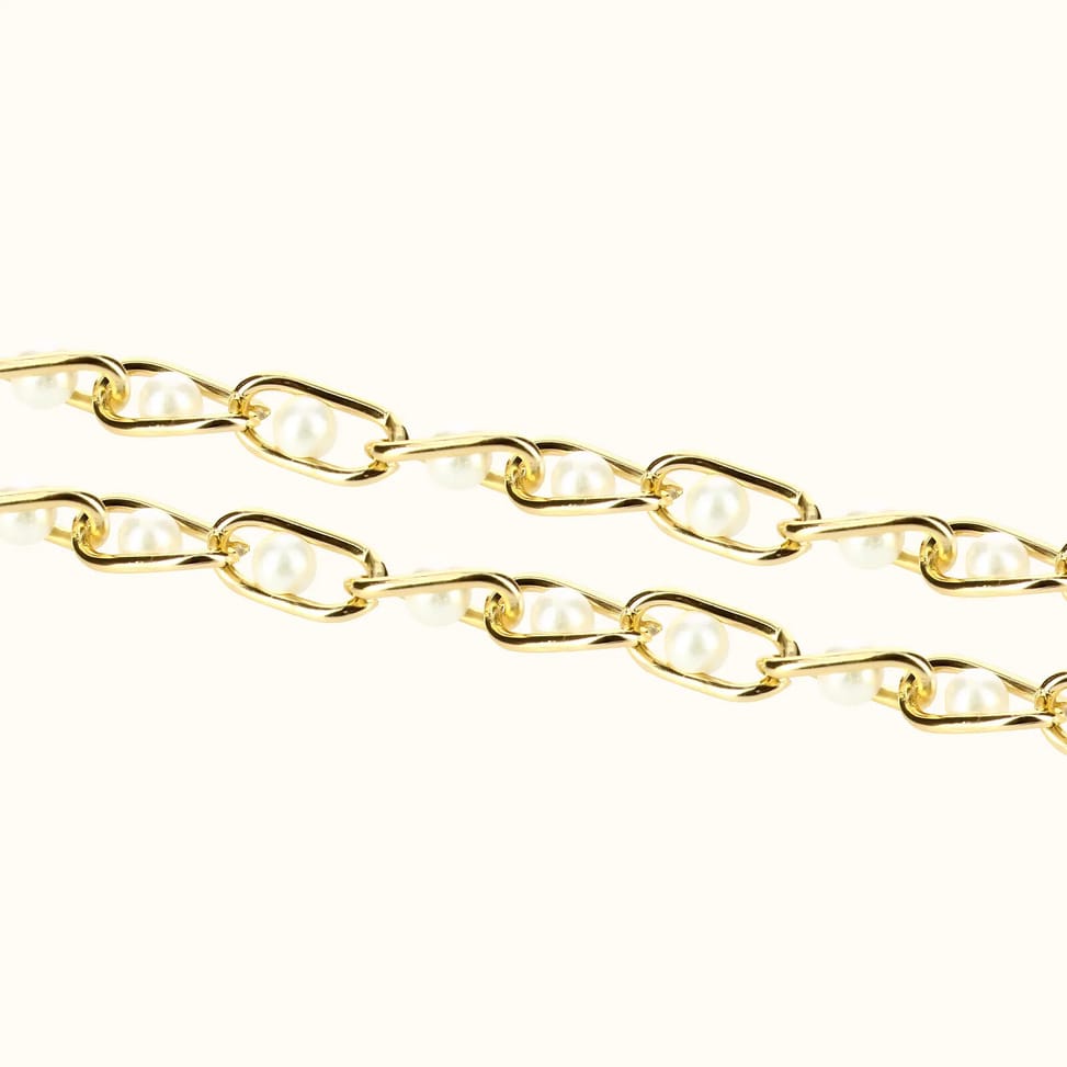 Avizar Bijou de Téléphone Chaîne Maille Perles Solide et Résistante 110cm Doré — image 5