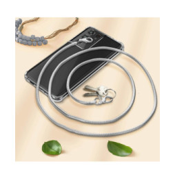 Avizar Bijou de Téléphone Chaîne Maille Serpent Solide 110cm argentée