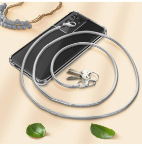 Avizar Bijou de Téléphone Chaîne Maille Serpent Solide 110cm argentée