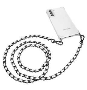 Avizar Bijou de Téléphone Chaîne Métallique Tressée Maillons Court 110cm blanc