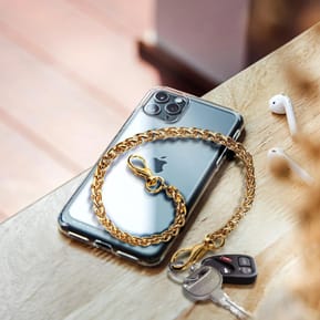 Avizar Bijou de Téléphone Chaîne Tissée Maille Palmier Métallique 40cm Doré — image 3